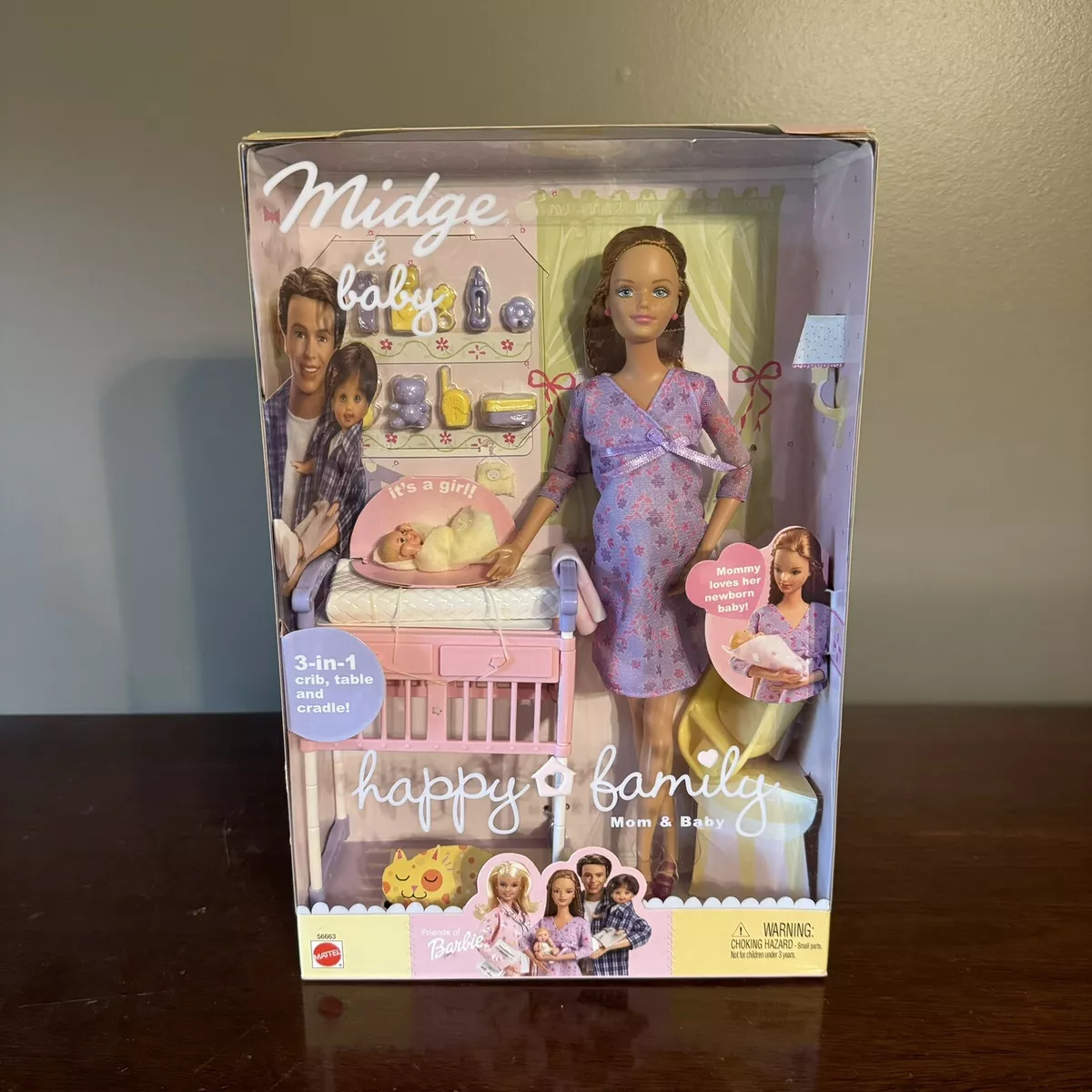 Barbie Happy Family ~ 2002 Controversial Pregnant Midge & Baby Girl #56663  NRFB 74299566639