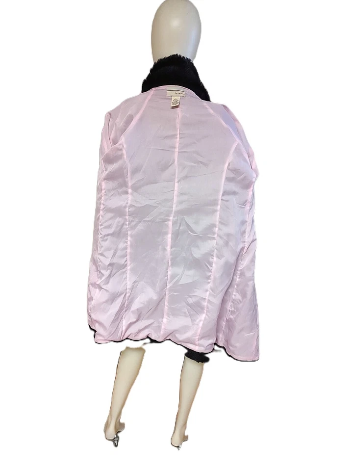 CARRIE ALLEN Black Cotton Blend Faux Fur Trim Coat-S - Image 3 of 4