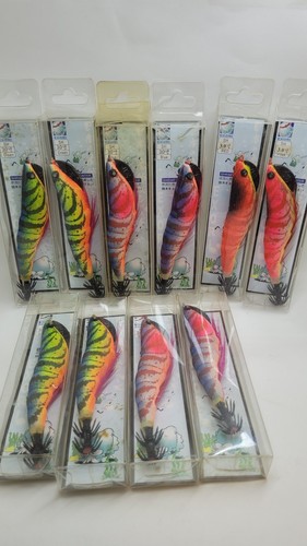 Juego de 10 piezas 3A señuelo de pesca mixto Exori tamaño #3.0 camarón cazador calamar plantilla huevo - Imagen 3 de 3