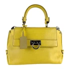 Auth Salvatore Ferragamo Gancini Handbag Shoulder Bag Yellow Leather - z10361