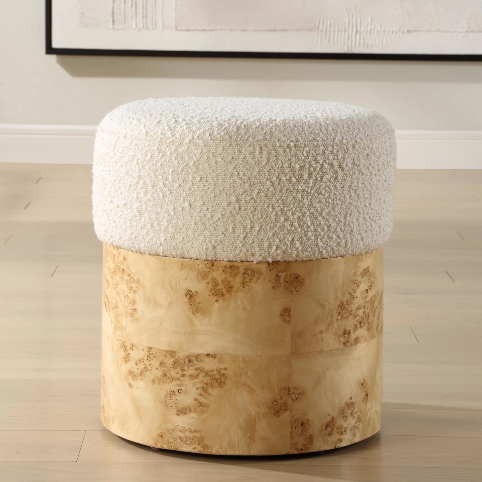 Uttermost 23855 Swirls 16"W Standard Ottoman - Maple / Ivory - Image 2 of 4