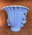 Red Wing USA Potter Vase 1102 1940s Periwinkle With Blush Pink Interior Vintage