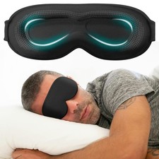 Weighted 3D Eye Mask for Sleeping, Adjustable Strap, Black