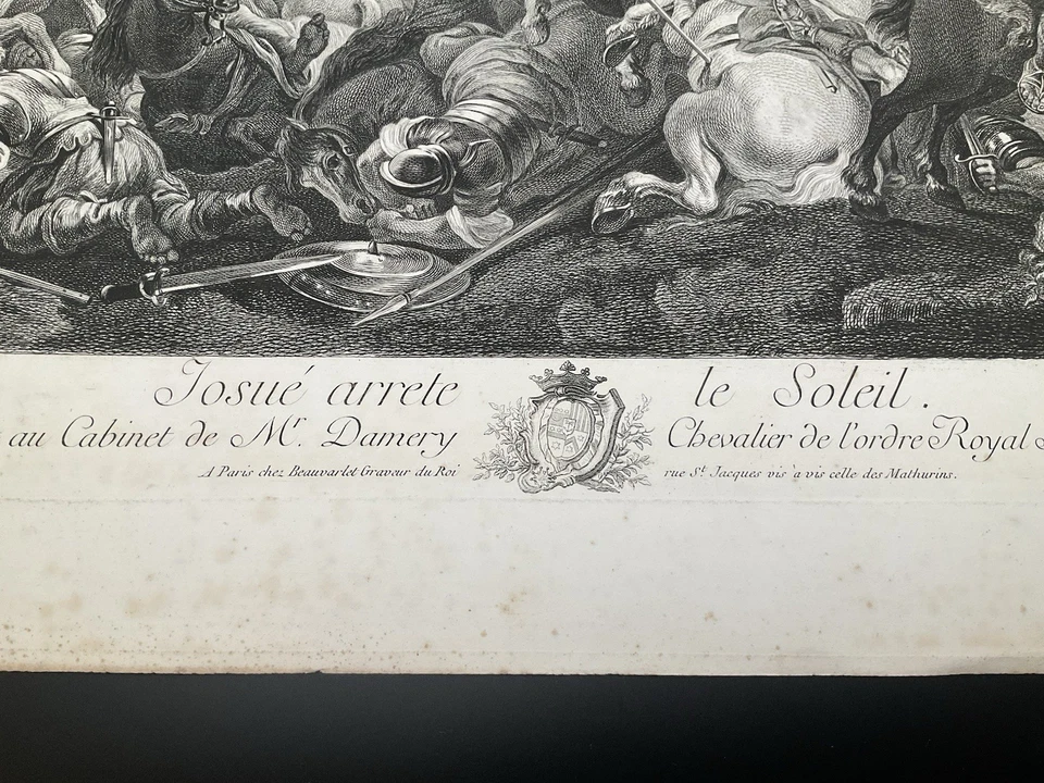 Gravure / Estampe Fin XVIIIème 18th Josué arrête le soleil / Voyez / Mythologie - Photo 2/4