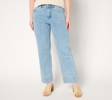 Susan Graver Regular Ankle Length Trouser Jean Light Wash 4 New