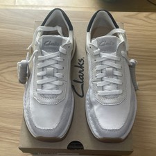 Image of Ladies CLARKS Light Grey CraftRun Lace Trainers Us Size 3.5 RRP £89
