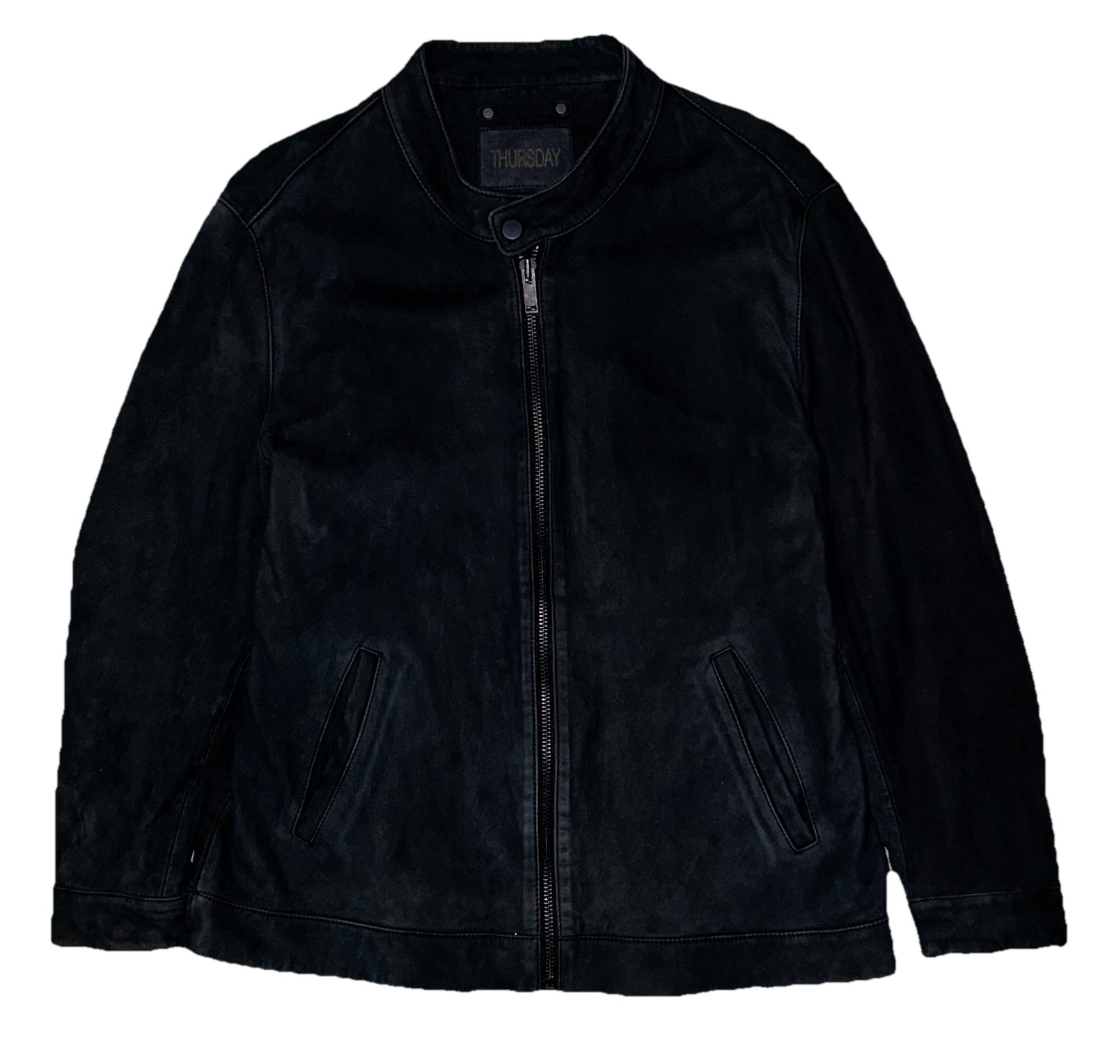 Thursday Boot Co Suede Leather Racer Jacket Mens Size Large/XL Big Boy Fit Black