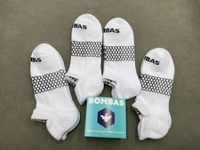 4 Pairs Bombas Men Size L Solid Honeycomb All-Purpose Performance Ankle Socks