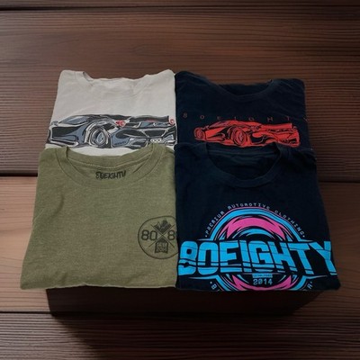 Lot Of 4 80 Eighty Men s M Medium Car Graphic Print Crew Neck  T Shirt Pack