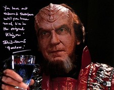 David Warner Signed & Inscribed Star Trek VI "Gorkon" Photo 11x14 Beckett