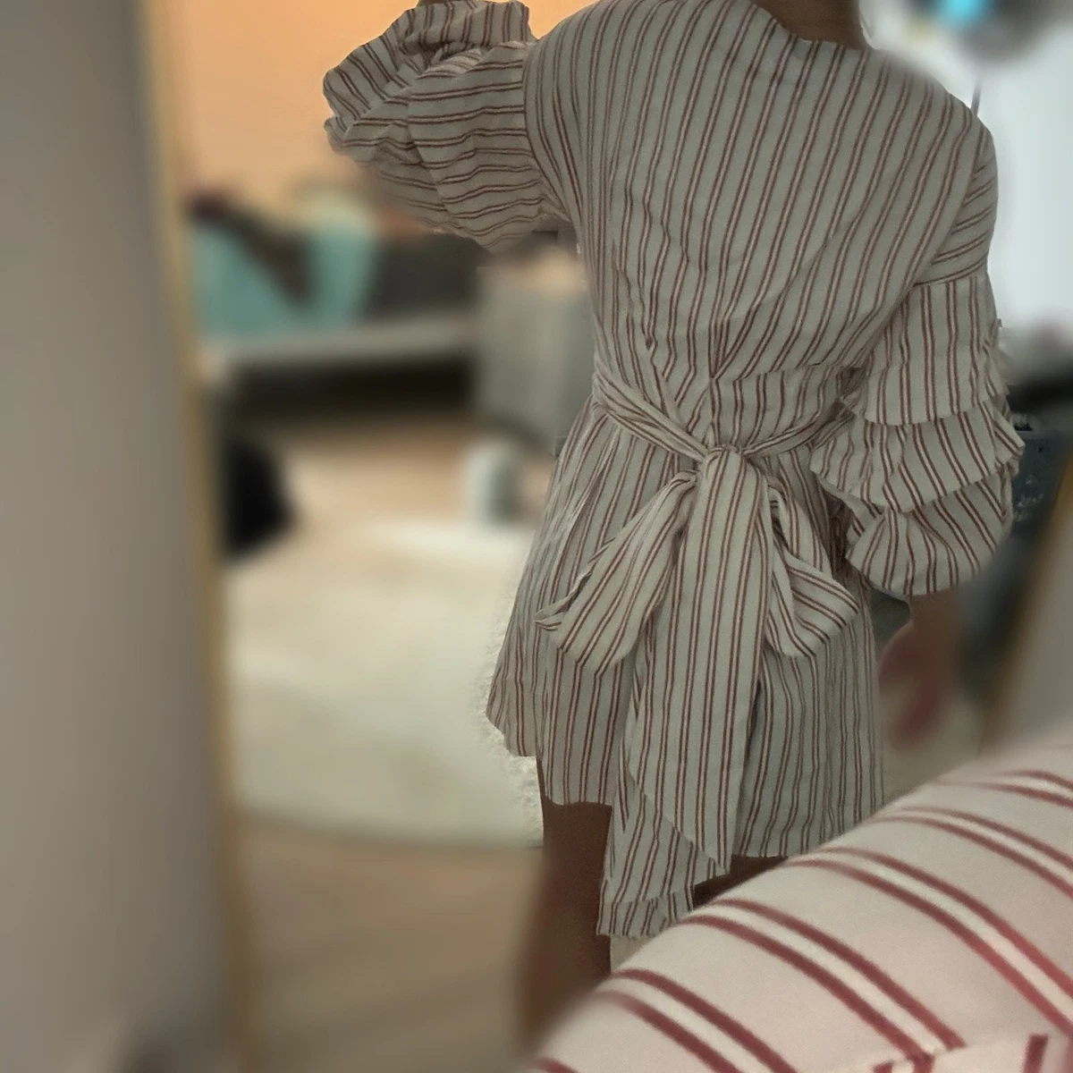 alexis striped mini dress Alexis Carmona Striped Belted Short Dress