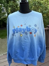 Playboy PacSun Sweatshirt Womens medium Oversized Pullover Crewneck blue