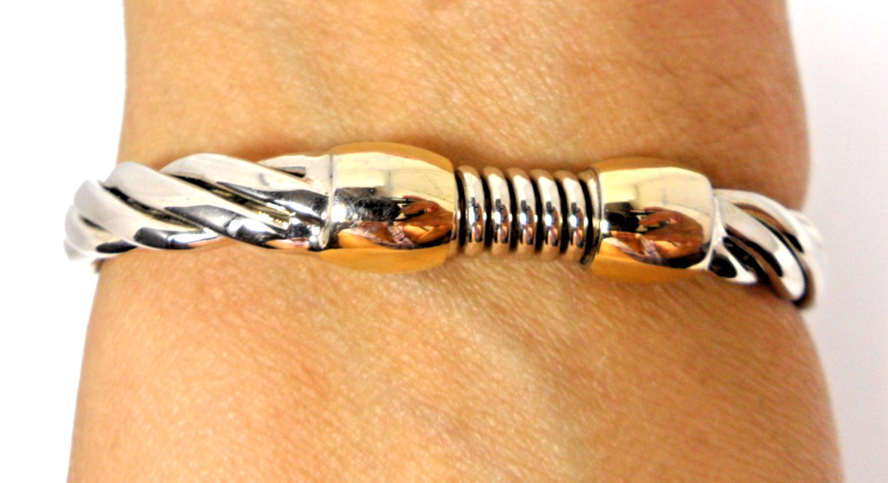 Celtic Torc Style Spring Hinged Bangle Bracelet T… - image 4