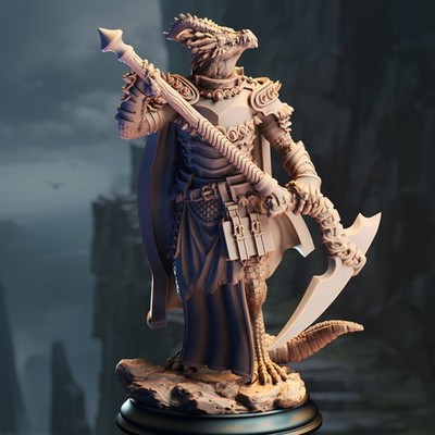 DM Stash Miniature Male Silver Dragonborn Warlock  Fighter Paladin Dragonkin DnD