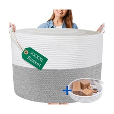 XXXXL WASHABLE Jumbo 125L Extra Large Blanket Basket, Woven Decorative Cotton...