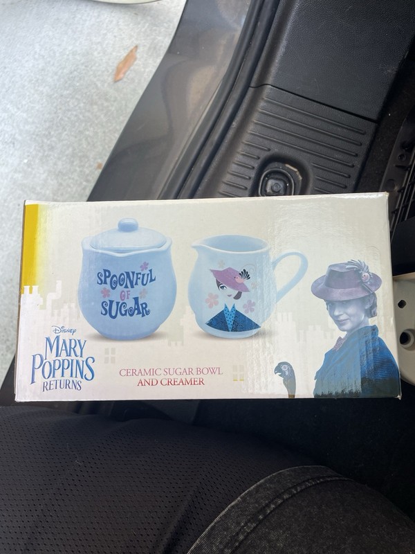 Disney Mary Poppins Returns Ceramic Creamer & Sugar Bowl Set w/ Lid, 3pc
