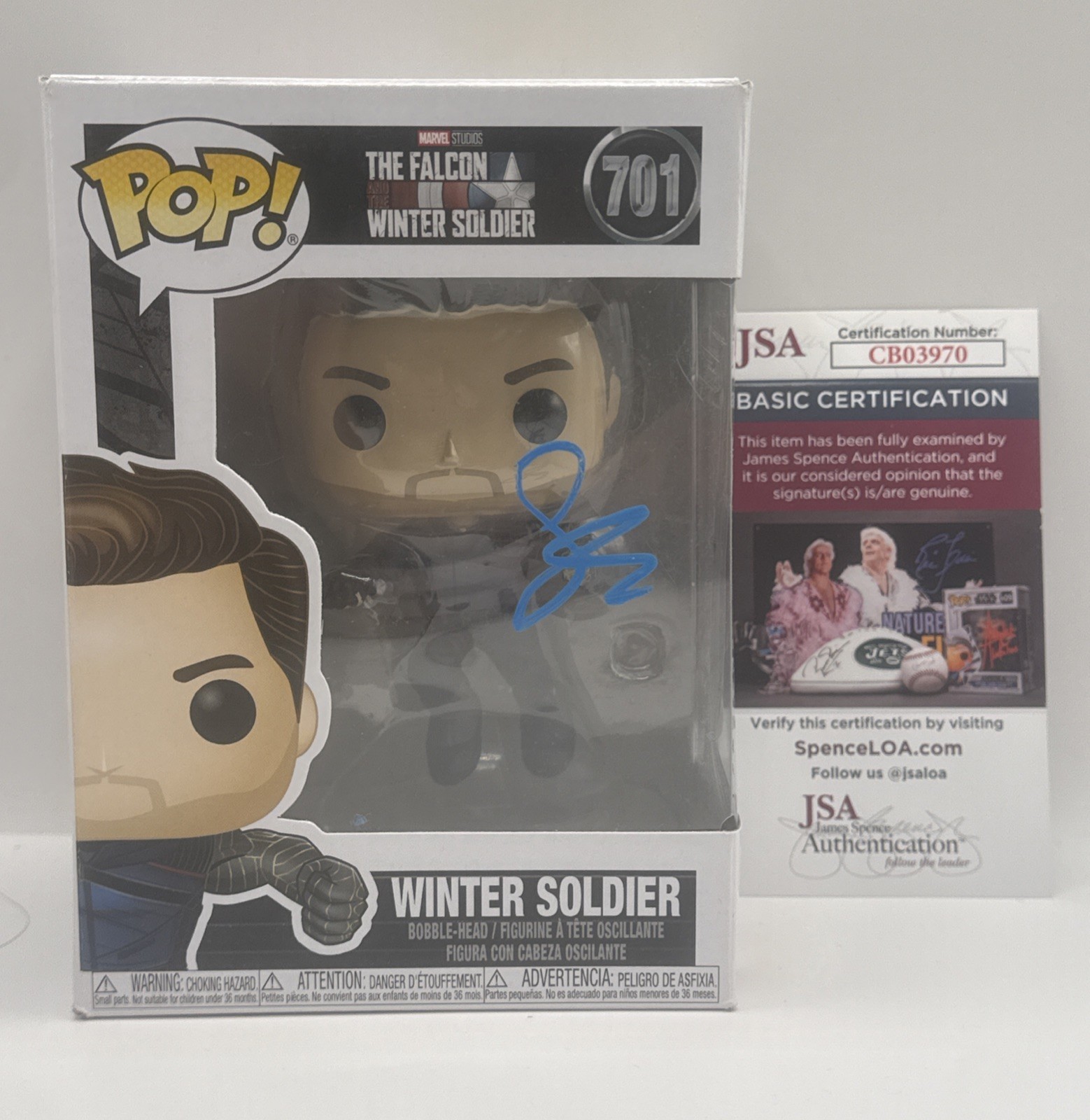 Marvel Winter Soldier #701 Signed By Sebastian Stan Funko Pop JSA COA AUTOGAPH