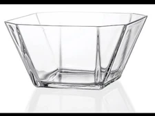 7.5" Square Modern Geometric Clear Glass Serving Centerpiece Bowl, 64 Ounce