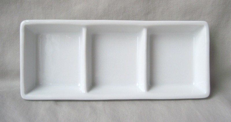 WATERCOLOR Porcelain 3 Well MIXING TRAY Palette NEW White Rectangle Koyo