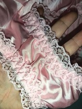 Baby pink Satin Frilly Knickers Lace Trim Vintage Style panties
