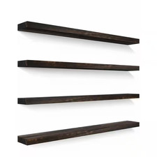 48 In. W X 6 In. D Rustic Brown Floating Shelves Decorative Wall Shelf Set of 4