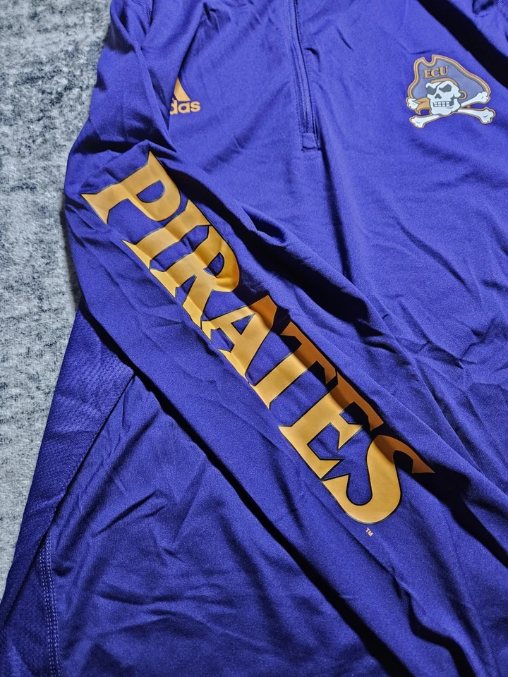 East Carolina University Pirates Adidas Quarter Zip Hoodie Men's L Team Issued  - Image 4 of 4