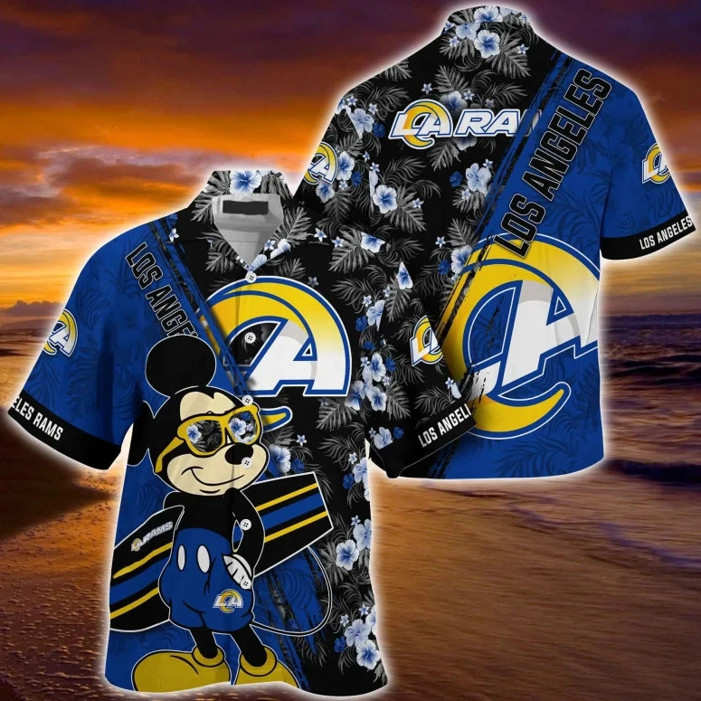 Los Angeles Ramss Sunset Mickey Hawaiian, Gift For Friends