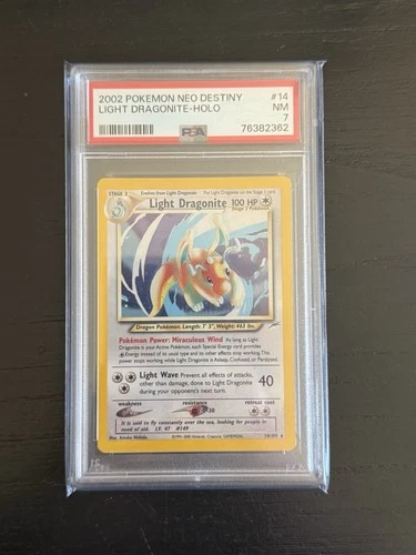 2002 POKEMON NEO DESTINY #14 LIGHT DRAGONITE-HOLO PSA 7