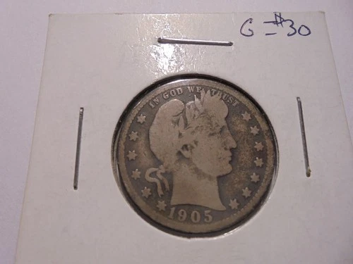 1905 25C Barber Quarter G+  nice  toner