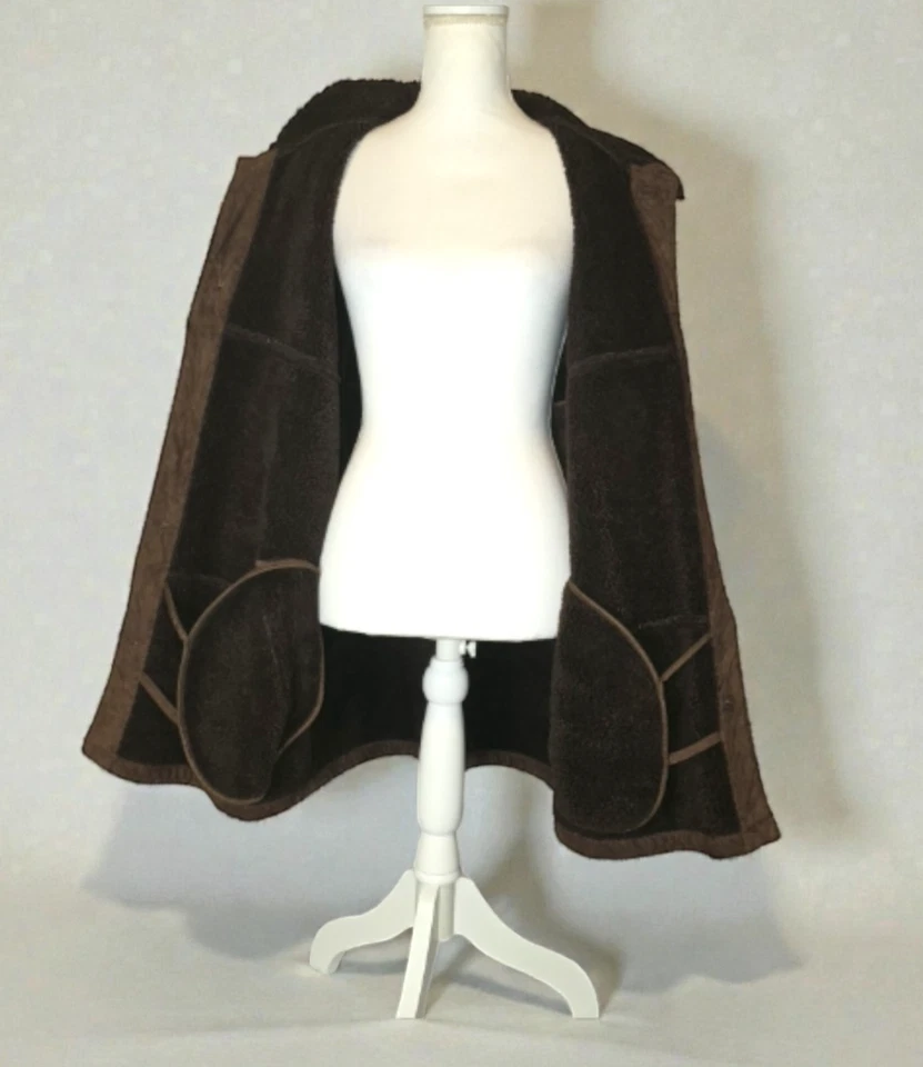 Abrigo Chaqueta de Granero Forrado Sherpa Gamuza Imitación Botón Delantero Western Ranch Ropa de Trabajo XL Foto 4 de 4