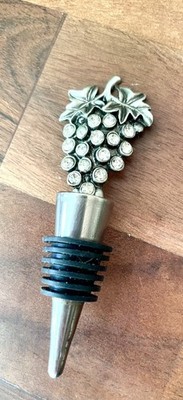 Vineyard Metal Grape Cluster Wine Bottle Stopper Rhinestones Bling Date Night  