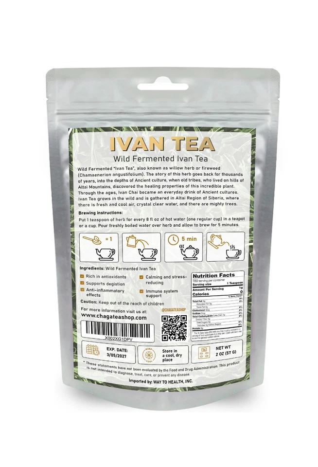 Té de hierbas sueltas Ivan Chai silvestre fermentado siberiano totalmente natural, sin cafeína  Foto 2 de 4