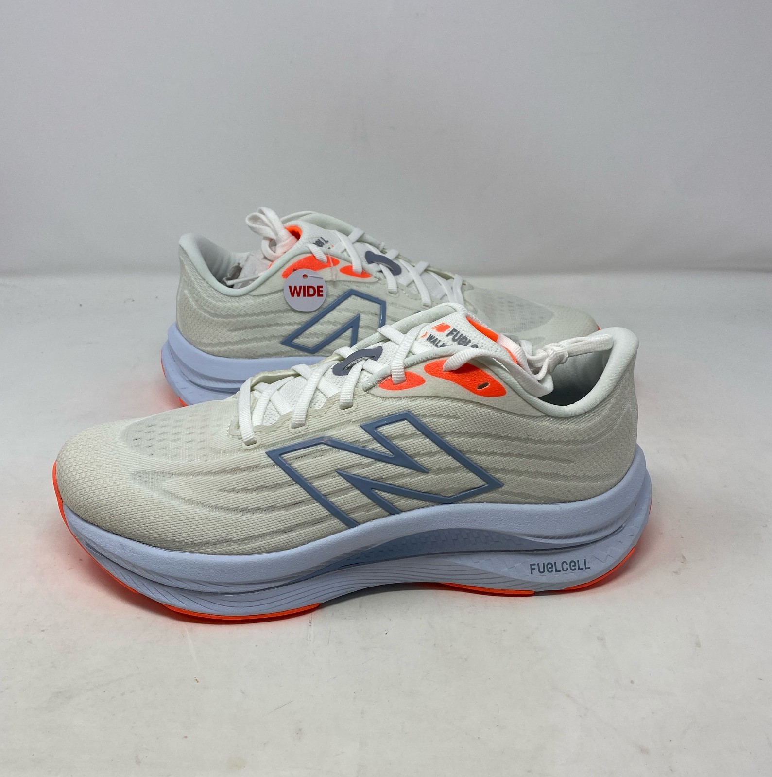 New Balance Women’s FuelCell Walker Elite V1 White/ Orange-Light Blue Size 9 W