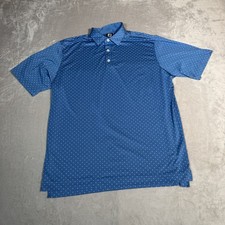 FootJoy Polo Shirt Mens XL Blue Geometric Performance Stretch Sleeve Logo