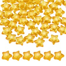 100pcs Acrylic Star Beads 14mm Star-Shaped Pony Loose Spacer Beads Gold