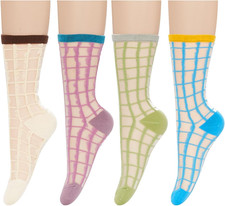 Sheer Socks Mesh Lace Socks Transparent See Through Socks Colorful Flower Nylon