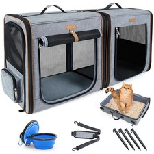 Large Cat Carrier for 2 Cats, 2-in-1 Cat Travel Carrier with Litter Box, 17....