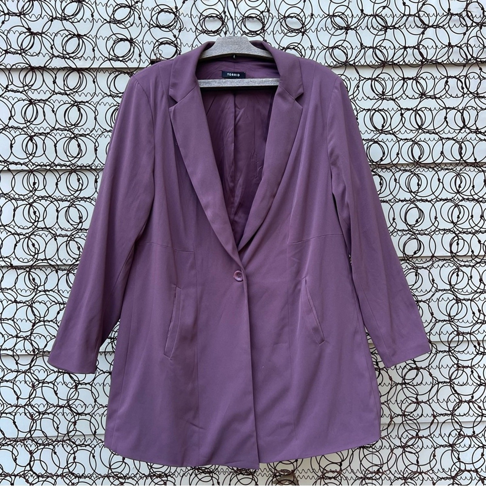 Torrid Drape front Blazer Single Button Mauve Pur… - image 2