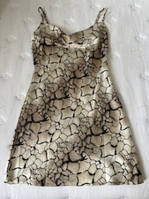 Nasty Gal Abstract Giraffe Cowl Neck Satin Mini Dress