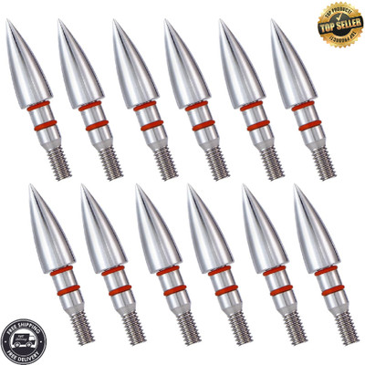 12 Pcs 100 Grain Archery Field Tips Screw-in Arrow Point Hunting Target Practice