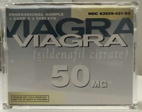 NIB Vintage Viagra Lucite Paperweight Block Pfizer Drug Rep Promo Collectible