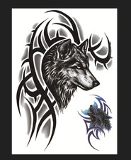 Wolf head arm tattoo sticker