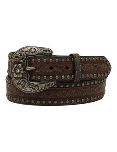 Nocona Western Belt Womens Floral Embossed Studs XL Brown N320003702 CLEARANCE