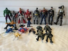 Lot Of 18 Action Figures Marvel, Hasbro,JAKKS, Toy Biz, Lanard, Kenner, Etc.
