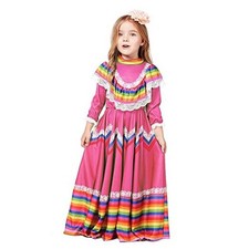 Mexican Dress for Girls Kids Cinco De Mayo Fiesta Day of The Dead Medium Pink