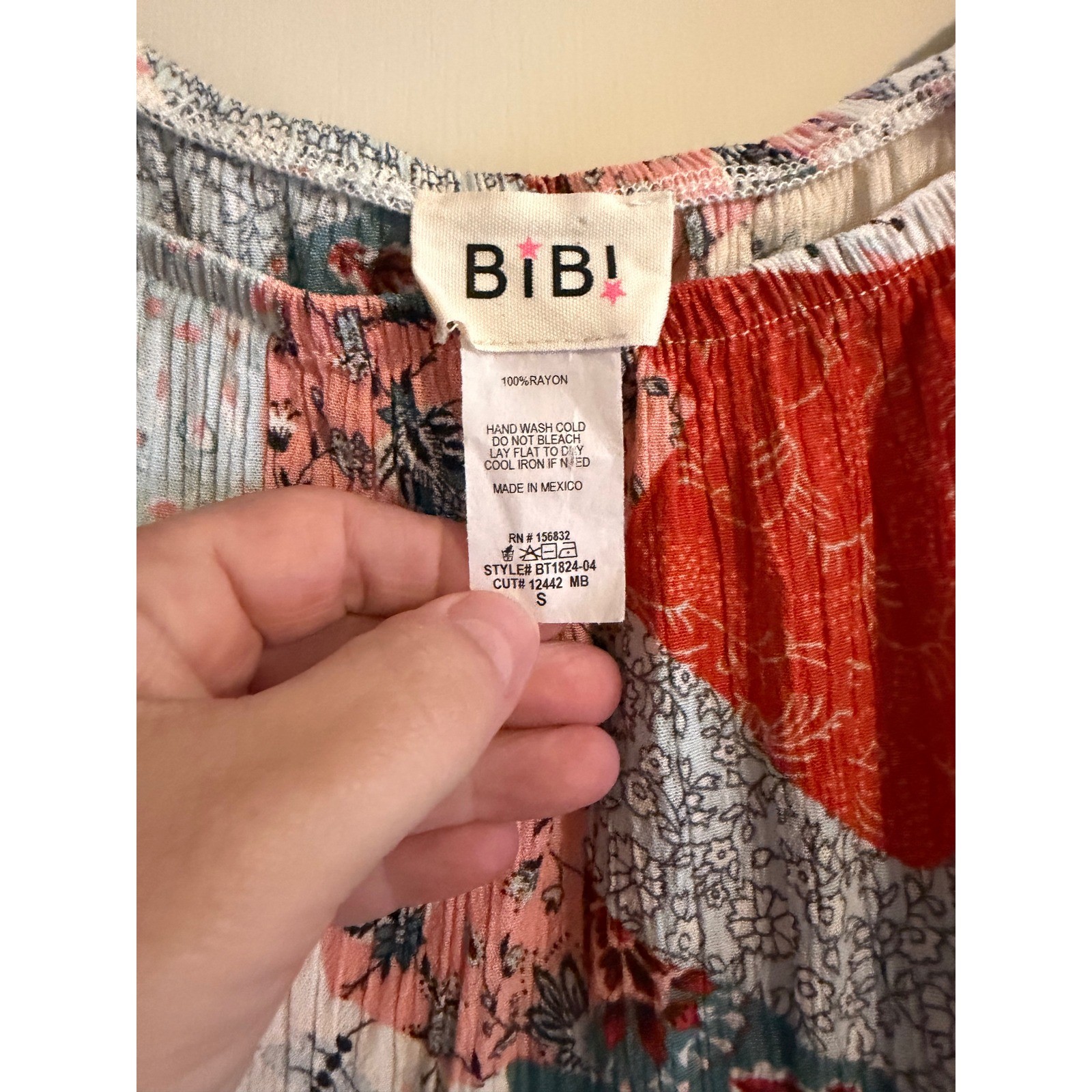 BIBi  Off Shoulder Patchwork Print Boho Blouse To… - image 3