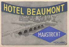 Hotel Beaumont Maastricht Holland Netherlands Vintage Luggage Label