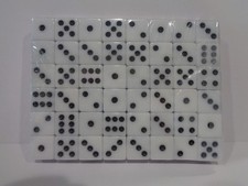 48 Pack 16MM White Dice - Six-Sided Standard Opaque White Dice with Black Pips.
