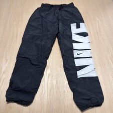 Vintage Y2K 90s Nike Windbreaker Track Pants Mens Small Black Ankle Zip Nylon