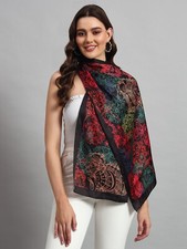 100 Mulberry Silk Butterfly Scarf Women Neckerchief Bandana Black Pink Stole